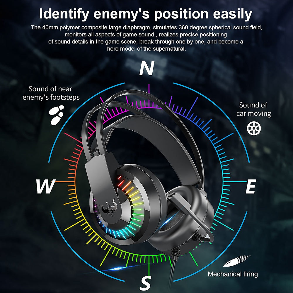 OVLENG GT68 RGB Wired Gaming Headset Over-Ear E-sports Headphone USB+3.5mm Adjustable Headset with Mic OVLENG GT68 RGB Wired Gaming Headset Over-Ear E-sports Headphone USB+3.5mm Adjustable Headset with Mic